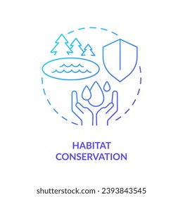 Habitat conservation blue gradient concept icon. Preserve freshwater wildlife. Water protection aim abstract idea thin line illustration. Isolated outline drawing