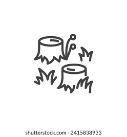 Habitat Destruction line icon. Tree stump linear style sign for mobile concept and web design. Deforestation outline vector icon. Symbol, logo illustration. Vector graphics