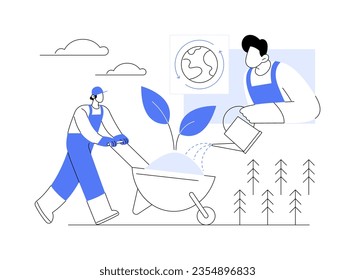 Habitat restoration abstract concept vector illustration. Group of people dealing with habitat remediation, ecosystem contamination, ecological disaster, environmental problem abstract metaphor.