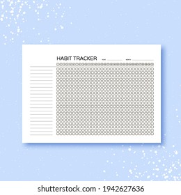 Habits Tracker for a Month. Simle Template. Design for organizer or planner. Printable page.