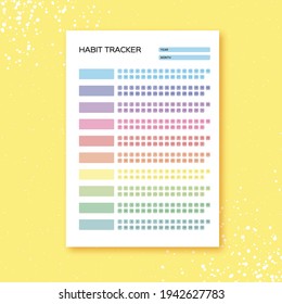 Habits Tracker for a Month. Simle Template. Design for organizer or planner. Printable page.