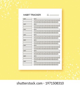 Habits Tracker for a Month. Simle Template. Design for organizer or planner. Printable page.