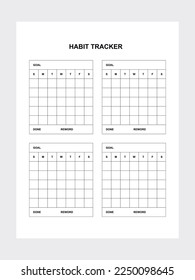 Habits Tracker printable template isolated on background. Vector illustration