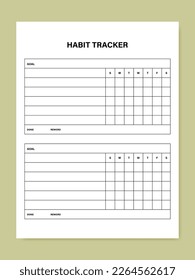 Habits Tracker printable template isolated on background. Vector illustration