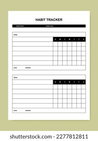 Habits Tracker printable template isolated on background. Vector illustration