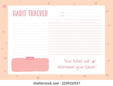 Vector de plantilla imprimible de Habits Tracker. Plantilla en blanco de seguimiento de hábitos de planificación mensual. Planificador mensual. Ilustración vectorial.Equipo de administración de tiempo.