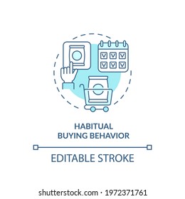 Habitual buying behavior concept icon. Consumer behavior idea thin line illustration. Buying familiar brand. Daily routine. Vector isolated outline RGB color drawing. Editable stroke