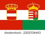 Habsburg monarchy flag vector illustration. National symbol of Habsburg empire. Austria Hungary kingdom emblem banner.