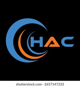 Diseño de carta HAC. Diseño de logotipo de tecnología de letras HAC sobre fondo blanco. Diseño del logotipo del monograma de HAC para el emprendedor y el negocio