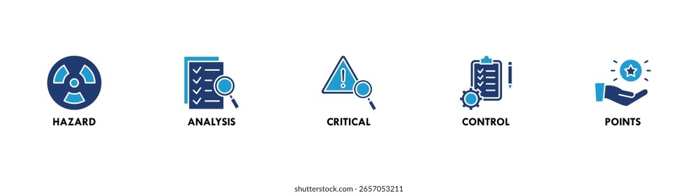 Concepto de Ilustración vectorial de ícono de Web de Anuncio HACCP para análisis de peligros y puntos de control críticos, acrónimo en sistema de gestión de seguridad alimentaria