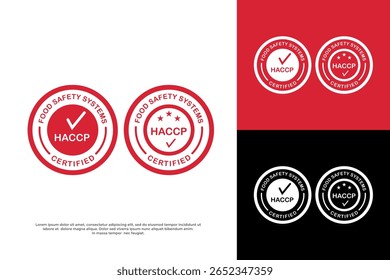 Logótipos do sistema de segurança alimentar com certificação HACCP, garantindo padrões de qualidade e segurança.