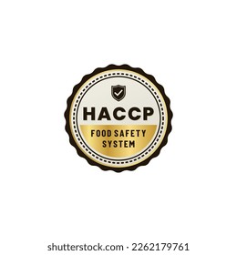 HACCP Food Safety Label or HACCP Food Safety Logo Vector Isolated on White Background. HACCP Label vector. HACCP Logo for design about food safety system. Hazard Analysis Critical Control Point Label.