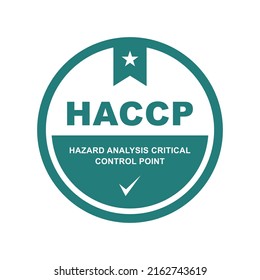 HACCP - Vector del logotipo de la insignia Análisis de riesgos y puntos críticos de control. Adecuado para la etiqueta del producto