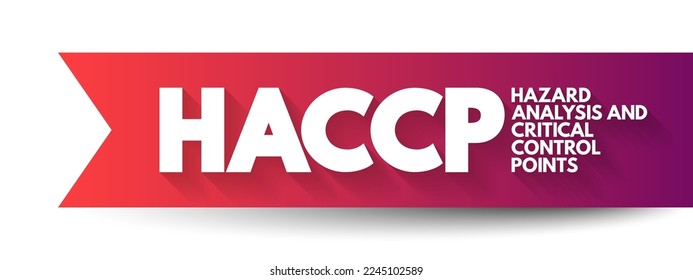 HACCP Análisis de riesgos y puntos de control críticos - enfoque preventivo sistemático para la seguridad alimentaria frente a peligros biológicos, químicos y físicos en los procesos de producción, concepto de texto de acrónimo