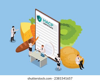 Análisis de riesgos Haccp y punto de control crítico concepto de vector 3d isométrico para ilustración, banner, sitio web, página de aterrizaje, volante, etc.