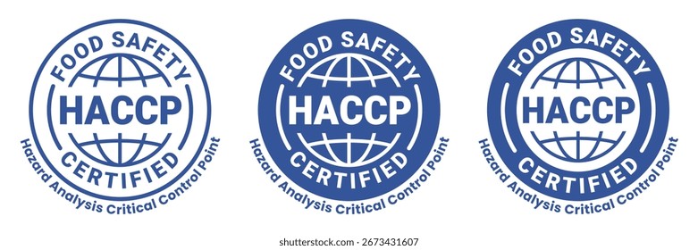 Puntos de control críticos, sistema de seguridad alimentaria, logotipo, insignia, ícono, pegatina, etiqueta, emblema, sello, símbolo, verde, dorado, Vector plano, ilustración aislada. Certificado HACCP.