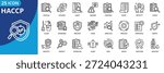 haccp icon set collection in outline style. icon pack contain hazard, control, safety, quality, check, inspect, hygiene, critical, verify, risk icon