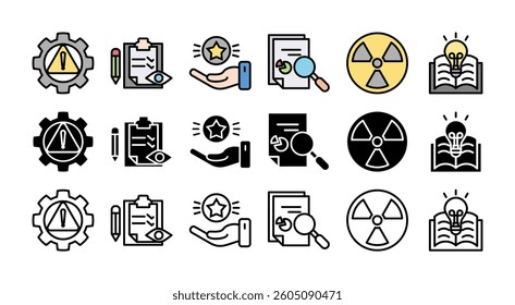 HACCP icon set with multiple style hazard analysis and critical control points acronym in food safety management system

