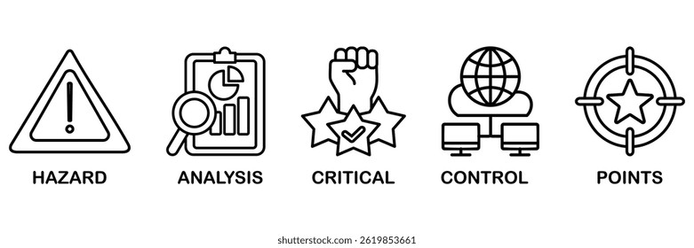HACCP icon set vector illustration concept for hazard analysis and critical control points acronym in food safety management system
