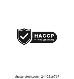 Logotipo de HACCP para el sistema de seguridad alimentaria o certificado HACCP Vector aislado. HACCP Logo para el diseño de sistemas de seguridad alimentaria. Análisis de Peligros Punto de Control Crítico.