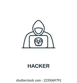 Icono de Hacher. Icono monocromo de seguridad cibernética simple para plantillas, diseño web e infografías