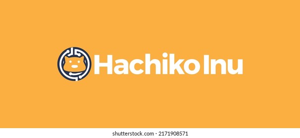 Hachiko inu cryptocurrency INU token, Cryptocurrency logo on isolated background with text. 