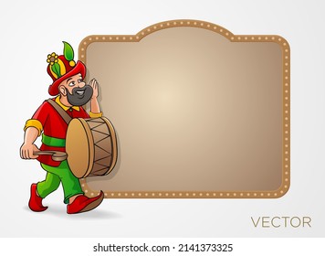 Hacivat karagoz ramazan drum writing board vector	
