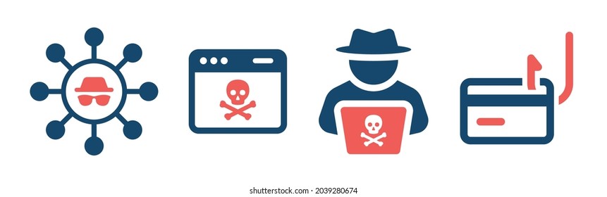 Hack icon set. Phishing scam icon vector illustration