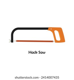 Hack saw color illustration vector. Work tool icon for web, tag, label, mechanical shop, garage, repair shop, workshop. Symbol for mechanical engineering, carpentry, mechanic, engineer, carpenter