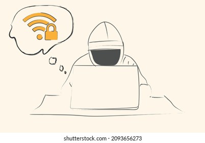 Hack Wifi Icon lineart design