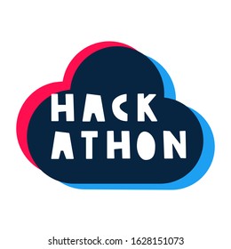 Hackathon. Badge vector illustration on white background.