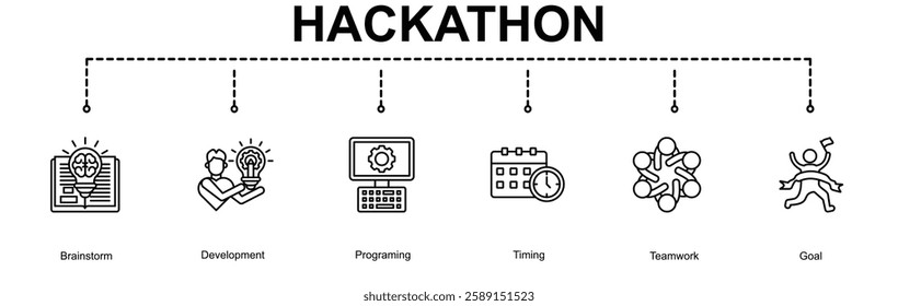 Hackathon  banner web icon for business with outline style