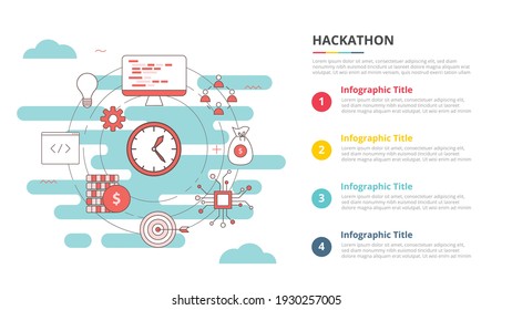 hackathon concept for infographic template banner with four point list information