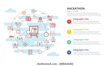 hackathon concept for infographic template banner with four point list information