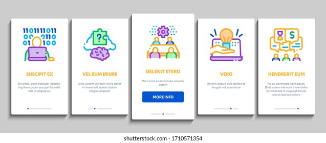 Hackathon Development Onboarding Mobile App Page Screen Vector. Hackathon Business, Developer Coding And Brainstorm, Meeting And Idea Color Contour Illustrations