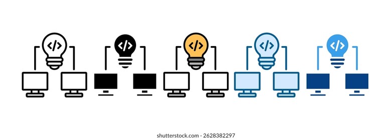 Ícone de hackathon define coleção de vários estilos
