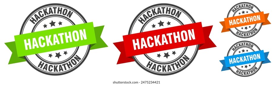 Hackathon-Stempel. Hackathon-Rundband-Zeichen-Set. Kennsatz