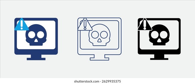Ícone de computador invadido representando risco de violação de dados