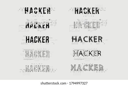 gehackt. Konzeptionelles Layout mit HUD-Elementen für Druck und Web. Briefing mit futuristischen Benutzeroberflächen-Elementen.
