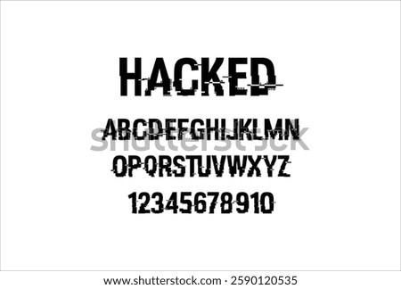 HACKED font for logo and headline. Isolated vector typeset