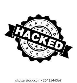 Hacked Letter Rubber Stamp Vector Design Template