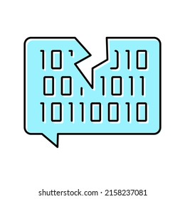 hacked password binary code color icon vector. hacked password binary code sign. isolated symbol illustration