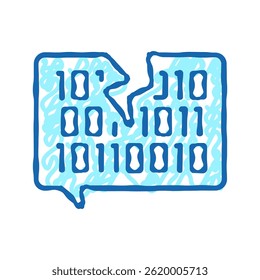 hacked password binary code doodle icon sketch vector. hacked password binary code sign. isolated symbol illustration