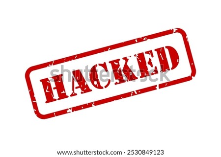 Hacked red rubber stamp vector with texture isolated