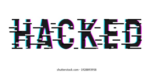 Hacked Sign Vector With Glitch Effect Illustration