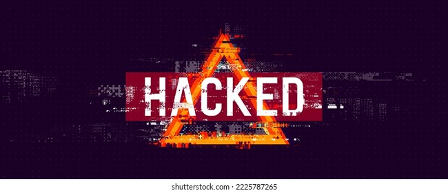 Hacked system or cyber attack. Danger internet virus. Vector illustration.
