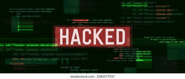Sistema hackeado o ciberataque. Peligro del virus de Internet. Ilustración vectorial.
