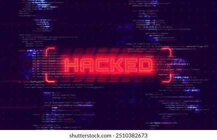 Sistema hackeado ou ataque cibernético. Aviso na tela. Perigo de vírus de internet. Ilustração vetorial.