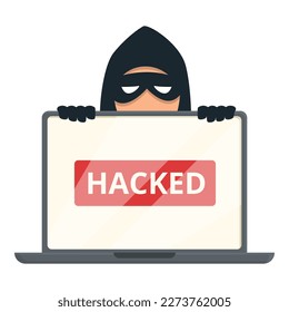Hacked system icon cartoon vector. Cyber attack. Online scam