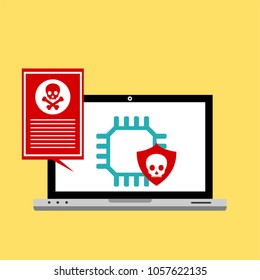 Hacker activity computer.Alert notification on laptop computer vector, malware concept, spam data, fraud internet error, insecure connection, online scam, virus